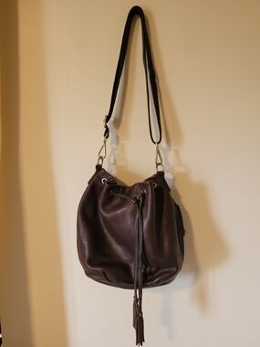 Roots Leather Bucket Bag